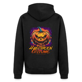 Horror Kürbisgesicht - Vintage Halloween Kostüm - Unisex Premium Bio Zip Hoodie - Schwarz - Hinten - Nico (187cm)