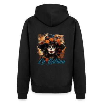 La Catrina Cool Dia De Los Muertos Design - Unisex Premium Organic Zip Hoodie - black - Back - Nico (187cm)