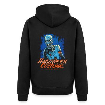 Blauer Horror Zombie - Halloween Kostüm für Damen - Unisex Premium Bio Zip Hoodie - Schwarz - Hinten - Nico (187cm)