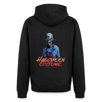 Blauer Horror Zombie - Halloween Kostüm für Damen - Unisex Premium Bio Zip Hoodie - Schwarz - Hinten - Nico (187cm)