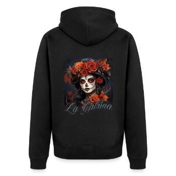La Catrina Cool Dia De Los Muertos Design - Unisex Premium Organic Zip Hoodie - black - Back - Nico (187cm)
