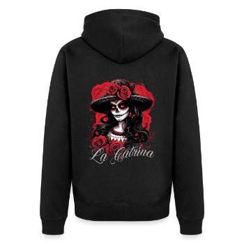 La Catrina Cool Dia De Los Muertos Design - Unisex Premium Organic Zip Hoodie - black - Back - Nico (187cm)