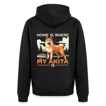 Akita Hund Liebhaber Japanische Welpenrasse Haustierbesitzer Welpe - Unisex Premium Bio Zip Hoodie - Schwarz - Hinten - Nico (187cm)