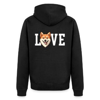 Akita Hund Liebhaber Japanische Welpenrasse Haustierbesitzer Welpe - Unisex Premium Bio Zip Hoodie - Schwarz - Hinten - Nico (187cm)