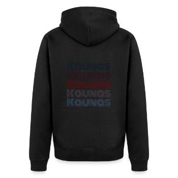 Vintage Lithuania Stadt - Retro Kaunas - Unisex Premium Bio Zip Hoodie - Schwarz - Hinten - Nico (187cm)