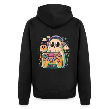 Gaming Ghost - Fun in Ghost Mode - Unisex Premium Organic Zip Hoodie - black - Back - Nico (187cm)