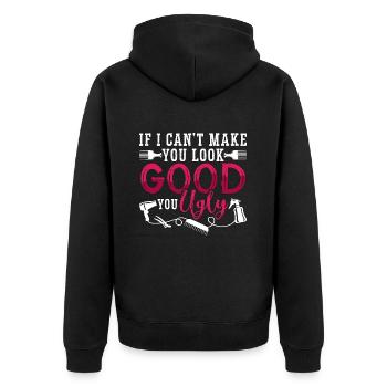 Cosmetology If I Can't Make You Look Esthetician - Unisex Premium Organic Zip Hoodie - black - Back - Nico (187cm)