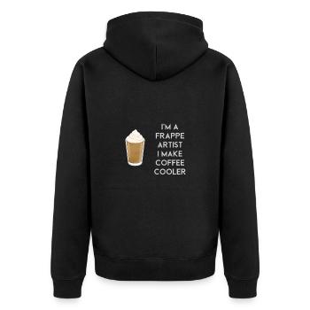 I'm a frappé artist I make coffee - Unisex Premium Organic Zip Hoodie - black - Back - Nico (187cm)