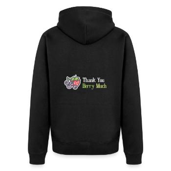 Thank you Berry Much Vegan - Unisex Premium Organic Zip Hoodie - black - Back - Nico (187cm)
