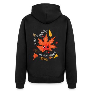 Fall Breeze Autumn Leaves Herbst Blätter - Unisex Premium Organic Zip Hoodie - black - Back - Nico (187cm)