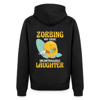 Zorbing peut provoquer un rire incontrôlable - Veste à capuche bio Premium Unisexe - noir - Dos - Nico (187cm)
