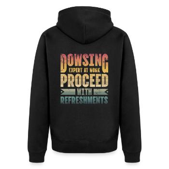 Wünschelrutengänger Bei Der Arbeit Mit - Unisex Premium Bio Zip Hoodie - Schwarz - Hinten - Nico (187cm)