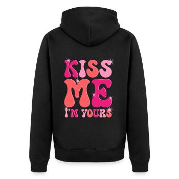 Retro Groovy 70's Valentine's Day Hearts Couple - Veste à capuche bio Premium Unisexe - noir - Dos - Nico (187cm)