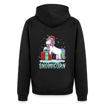 Licorne avec chapeau de père Noël et cadeau de Noël - Veste à capuche bio Premium Unisexe - noir - Dos - Nico (187cm)