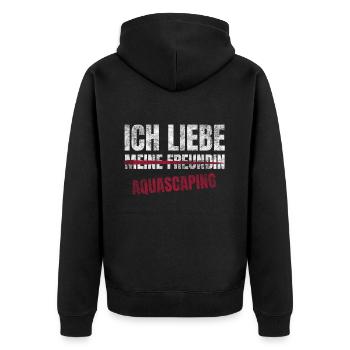 Aquascaping Ich Liebe Zeitvertreib Hobby - Unisex Premium Bio Zip Hoodie - Schwarz - Hinten - Nico (187cm)