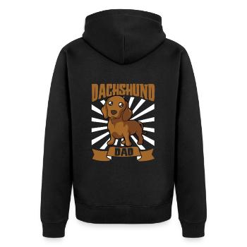 Dachshund Dad - Dackel - Unisex Premium Organic Zip Hoodie - black - Back - Nico (187cm)