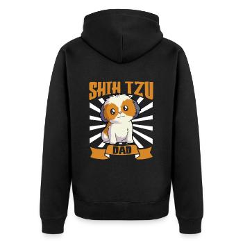 Shih Tzu Dad - Shih Tzu - Unisex Premium Organic Zip Hoodie - black - Back - Nico (187cm)