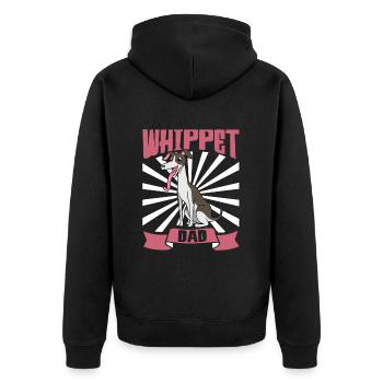 Whippet Dad - Whippet - Unisex Premium Bio Zip Hoodie - Schwarz - Hinten - Nico (187cm)