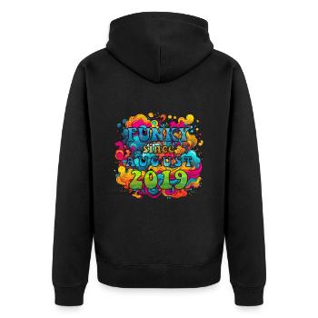 Funky Geburtstag: August 2019 - Psychadelic - Unisex Premium Bio Zip Hoodie - Schwarz - Hinten - Nico (187cm)