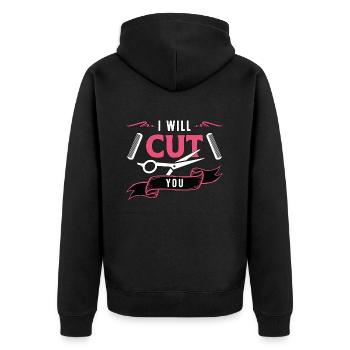 Cosmetology I Will Cut You Beautician Hairstyling - Unisex Premium Organic Zip Hoodie - black - Back - Nico (187cm)