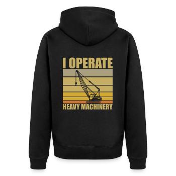 Kranfahrer Spruch - Unisex Premium Bio Zip Hoodie - Schwarz - Hinten - Nico (187cm)