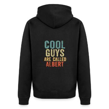 Cool guys are called albert - Unisex Premium Bio Zip Hoodie - Schwarz - Hinten - Nico (187cm)
