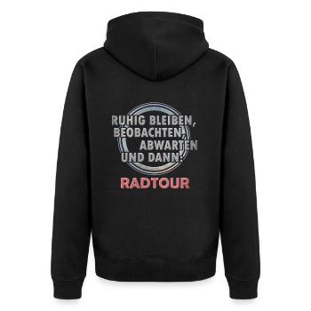 Fahrradtour Fahrrad - Unisex Premium Bio Zip Hoodie - Schwarz - Hinten - Nico (187cm)