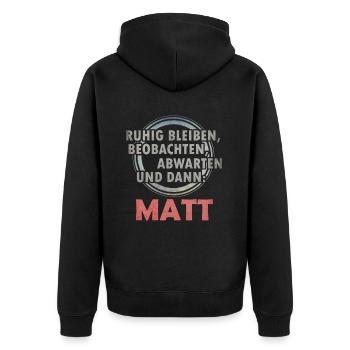 Schach matt - Unisex Premium Bio Zip Hoodie - Schwarz - Hinten - Nico (187cm)