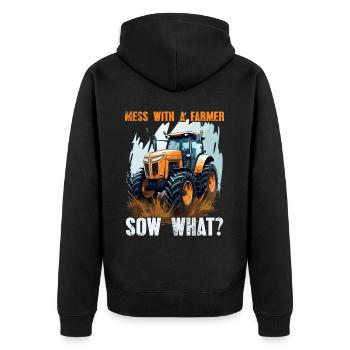 Jouer avec une truie fermière quoi? Agriculteur de tracteurs - Veste à capuche bio Premium Unisexe - noir - Dos - Nico (187cm)