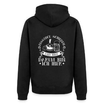 Stockschießen Bier - Unisex Premium Bio Zip Hoodie - Schwarz - Hinten - Nico (187cm)