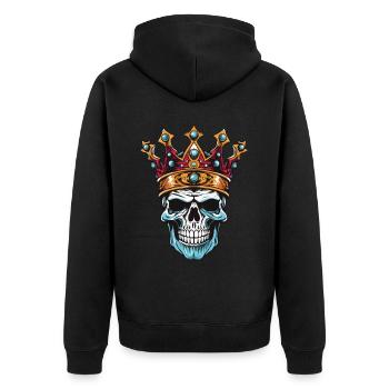 Skull King Crown - Unisex Premium Organic Zip Hoodie - black - Back - Nico (187cm)