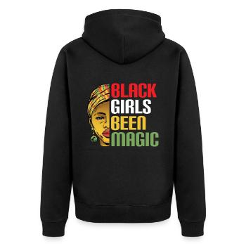 Schwarze Geschichte Monat Juneteenth Afroamerikane - Unisex Premium Bio Zip Hoodie - Schwarz - Hinten - Nico (187cm)