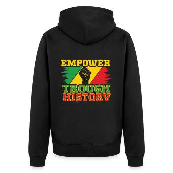 Schwarze Geschichte Monat Juneteenth Afroamerikane - Unisex Premium Bio Zip Hoodie - Schwarz - Hinten - Nico (187cm)
