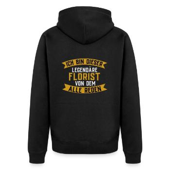 Ich Bin Dieser Legendäre Florist - Unisex Premium Bio Zip Hoodie - Schwarz - Hinten - Nico (187cm)
