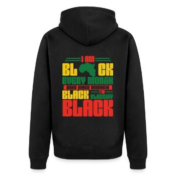 Schwarze Geschichte Monat Juneteenth Afroamerikane - Unisex Premium Bio Zip Hoodie - Schwarz - Hinten - Nico (187cm)