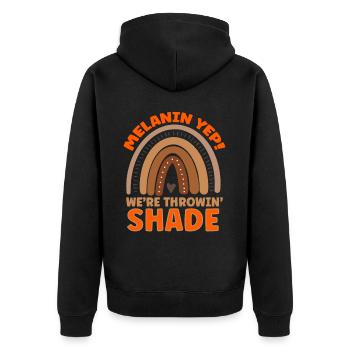 Schwarze Geschichte Monat Juneteenth Afroamerikane - Unisex Premium Bio Zip Hoodie - Schwarz - Hinten - Nico (187cm)