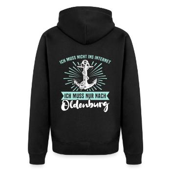 Oldenburg - Unisex Premium Bio Zip Hoodie - Schwarz - Hinten - Nico (187cm)