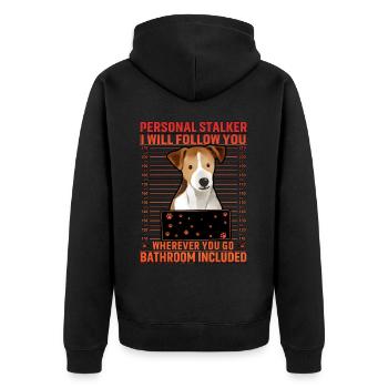 Jack Russell Terrier Lustiger Spruch - Unisex Premium Bio Zip Hoodie - Schwarz - Hinten - Nico (187cm)