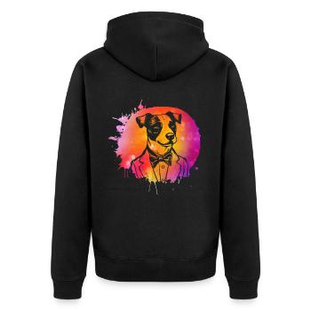 Jack Russell Terrier - Unisex Premium Bio Zip Hoodie - Schwarz - Hinten - Nico (187cm)