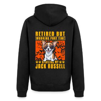Retired but working part time Jack Russell - Unisex Premium Bio Zip Hoodie - Schwarz - Hinten - Nico (187cm)
