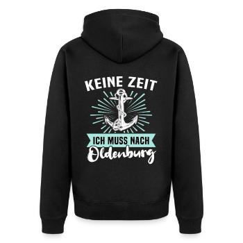 Oldenburg Sprüche Oldenburger - Unisex Premium Bio Zip Hoodie - Schwarz - Hinten - Nico (187cm)