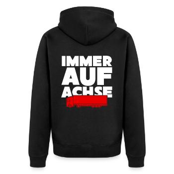 LKW-Fahrer LKW Trucker - Unisex Premium Bio Zip Hoodie - Schwarz - Hinten - Nico (187cm)