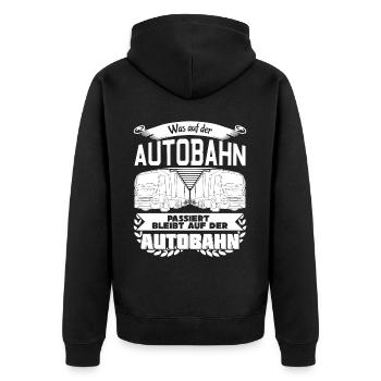 LKW-Fahrer LKW Trucker Autobahn - Unisex Premium Bio Zip Hoodie - Schwarz - Hinten - Nico (187cm)