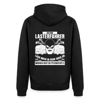 Lastwagen Witz LKW Trucker LKW-Fahrer - Unisex Premium Bio Zip Hoodie - Schwarz - Hinten - Nico (187cm)