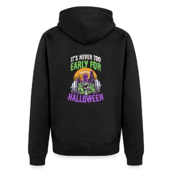 Bodybuilding Halloween Never Too Early For Hallo - Unisex Premium Organic Zip Hoodie - black - Back - Nico (187cm)