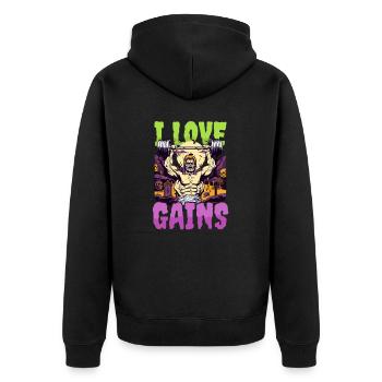 Musculation Halloween I Love Gains - Veste à capuche bio Premium Unisexe - noir - Dos - Nico (187cm)