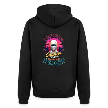 Fechten Früher oder später bekommst du Punkte - Unisex Premium Bio Zip Hoodie - Schwarz - Hinten - Nico (187cm)