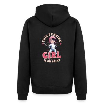 Fechten Fechten Mädchen Punkt - Unisex Premium Bio Zip Hoodie - Schwarz - Hinten - Nico (187cm)