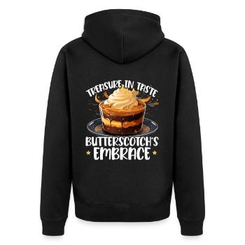 Butterscotch Sweet Caramel Food Foodie Butter - Unisex Premium Organic Zip Hoodie - black - Back - Nico (187cm)