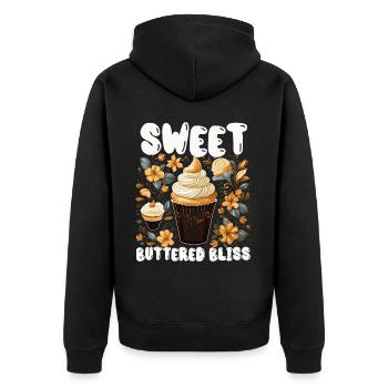 Butterscotch Sweet Caramel Food Foodie Butter - Unisex Premium Organic Zip Hoodie - black - Back - Nico (187cm)